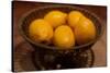 Antique Metal Bowl with Fresh Lemons Photo Poster-null-Stretched Canvas