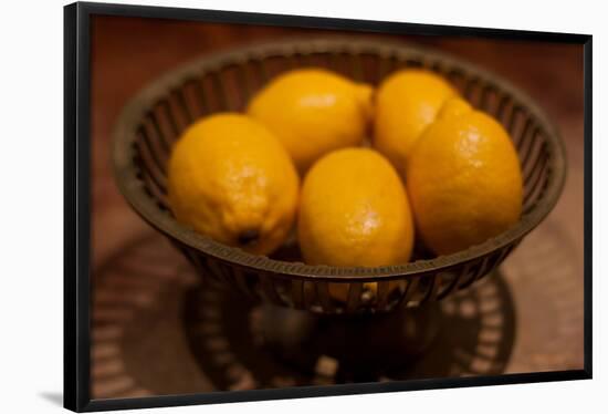 Antique Metal Bowl with Fresh Lemons Photo Poster-null-Framed Poster