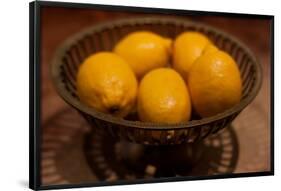 Antique Metal Bowl with Fresh Lemons Photo Poster-null-Framed Poster