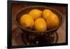 Antique Metal Bowl with Fresh Lemons Photo Poster-null-Framed Poster