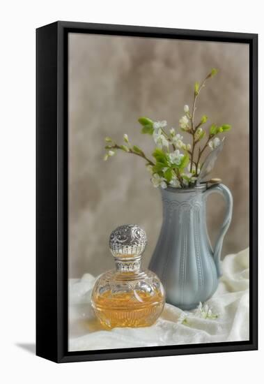 Antique Perfume Bottle with Antique Jug Filled with Spring Blossom-Amd Images-Framed Stretched Canvas