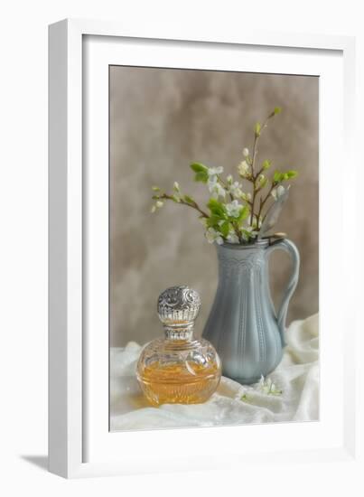 Antique Perfume Bottle with Antique Jug Filled with Spring Blossom-Amd Images-Framed Photographic Print