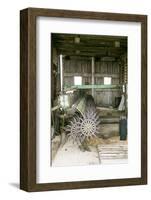 Antique Plow in an Old Wooden Barn, Joliet, Illinois, USA. Route 66-Julien McRoberts-Framed Photographic Print