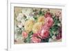 Antique Roses on Tan Crop-Danhui Nai-Framed Art Print