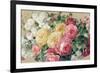 Antique Roses on Tan Crop-Danhui Nai-Framed Art Print