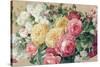 Antique Roses on Tan Crop-Danhui Nai-Stretched Canvas