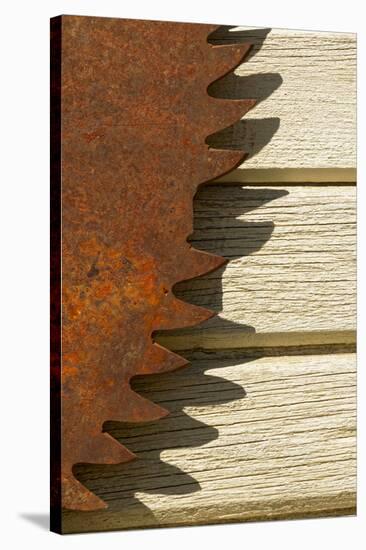 Antique saw blade on side of Dahmen Barn, Uniontown, Washington State-Adam Jones-Stretched Canvas