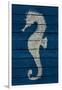 Antique Seahorse on Blue II-Patricia Pinto-Framed Art Print