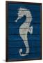 Antique Seahorse on Blue II-Patricia Pinto-Framed Art Print