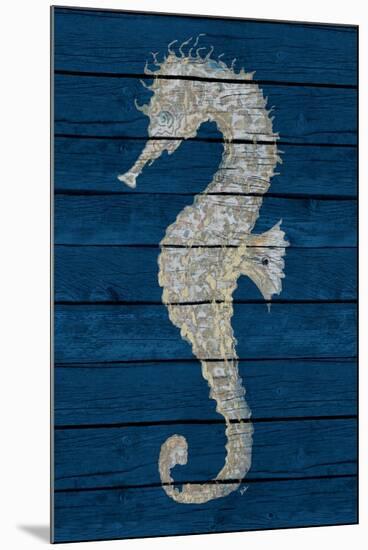 Antique Seahorse on Blue II-Patricia Pinto-Mounted Art Print