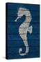 Antique Seahorse on Blue II-Patricia Pinto-Stretched Canvas