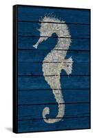 Antique Seahorse on Blue II-Patricia Pinto-Framed Stretched Canvas