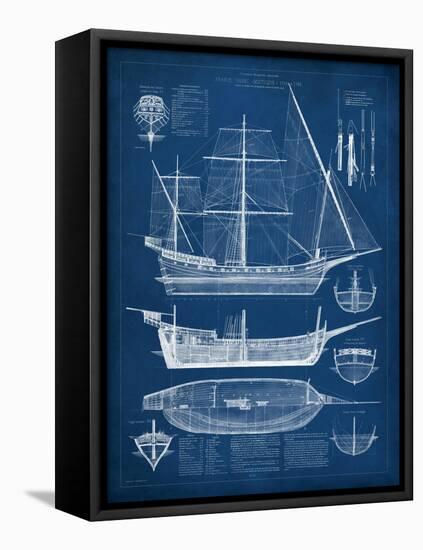 Antique Ship Blueprint I-Vision Studio-Framed Stretched Canvas