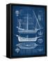 Antique Ship Blueprint I-Vision Studio-Framed Stretched Canvas