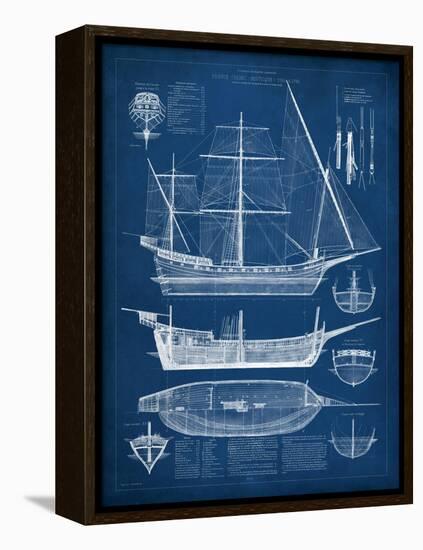 Antique Ship Blueprint I-Vision Studio-Framed Stretched Canvas