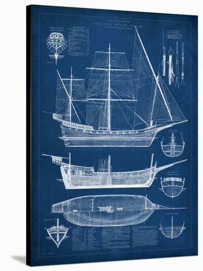 Antique Ship Blueprint I-Vision Studio-Stretched Canvas