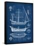 Antique Ship Blueprint I-Vision Studio-Framed Stretched Canvas