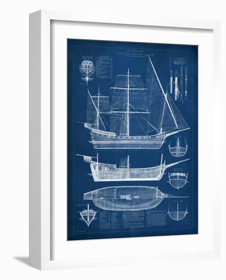 Antique Ship Blueprint I-Vision Studio-Framed Art Print