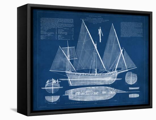 Antique Ship Blueprint III-Vision Studio-Framed Stretched Canvas