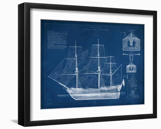 Antique Ship Blueprint IV-Vision Studio-Framed Art Print