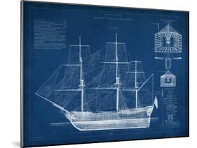 Antique Ship Blueprint IV-Vision Studio-Mounted Art Print