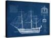 Antique Ship Blueprint IV-Vision Studio-Stretched Canvas