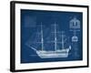 Antique Ship Blueprint IV-Vision Studio-Framed Art Print