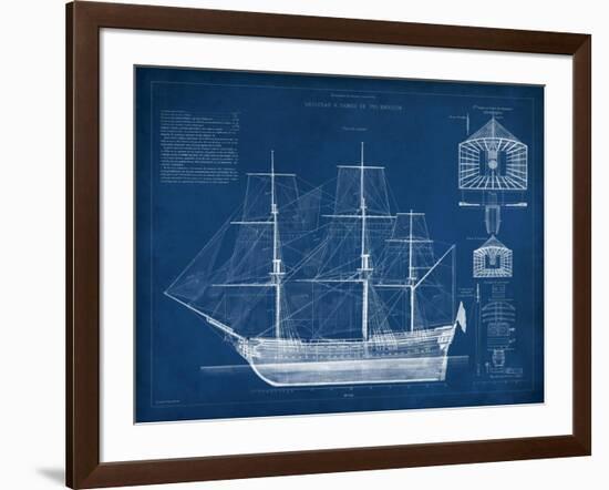 Antique Ship Blueprint IV-Vision Studio-Framed Art Print