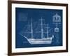 Antique Ship Blueprint IV-Vision Studio-Framed Art Print