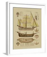 Antique Ship Plan II-null-Framed Giclee Print