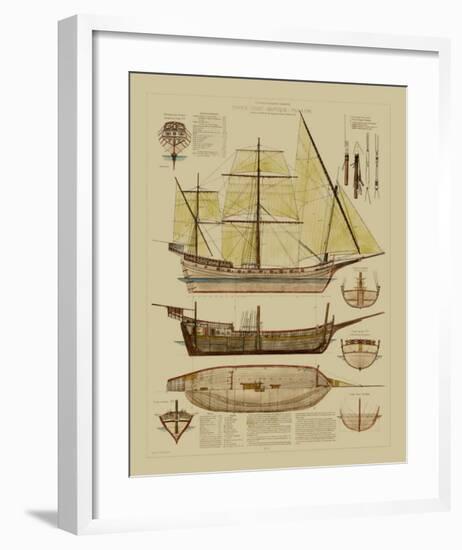 Antique Ship Plan II-null-Framed Giclee Print