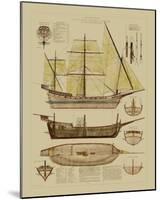 Antique Ship Plan II-null-Mounted Giclee Print