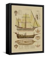 Antique Ship Plan II-Vision Studio-Framed Stretched Canvas