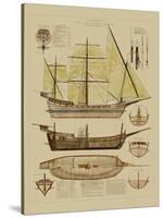 Antique Ship Plan II-Vision Studio-Stretched Canvas