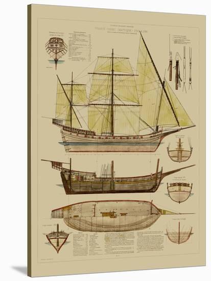 Antique Ship Plan II-Vision Studio-Stretched Canvas