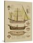 Antique Ship Plan II-Vision Studio-Stretched Canvas