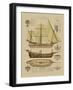 Antique Ship Plan II-Vision Studio-Framed Art Print