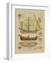 Antique Ship Plan II-Vision Studio-Framed Art Print