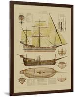 Antique Ship Plan II-Vision Studio-Framed Art Print