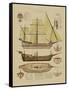 Antique Ship Plan II-Vision Studio-Framed Stretched Canvas