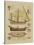 Antique Ship Plan II-Vision Studio-Stretched Canvas