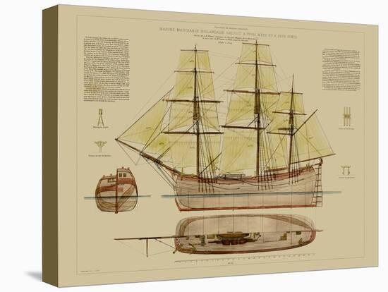 Antique Ship Plan VII-Vision Studio-Stretched Canvas