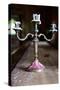 Antique Silver Candelabra Candle Wax Photo Poster-null-Stretched Canvas