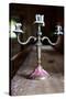 Antique Silver Candelabra Candle Wax Photo Poster-null-Stretched Canvas