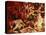 ANTIQUE TOYS POINSETTIA UNDER CHRISTMAS TREE-Panoramic Images-Stretched Canvas