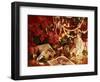 ANTIQUE TOYS POINSETTIA UNDER CHRISTMAS TREE-Panoramic Images-Framed Photographic Print