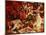ANTIQUE TOYS POINSETTIA UNDER CHRISTMAS TREE-Panoramic Images-Mounted Photographic Print
