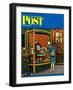 "Antique TV," Saturday Evening Post Cover, October 27, 1962-James Williamson-Framed Premium Giclee Print