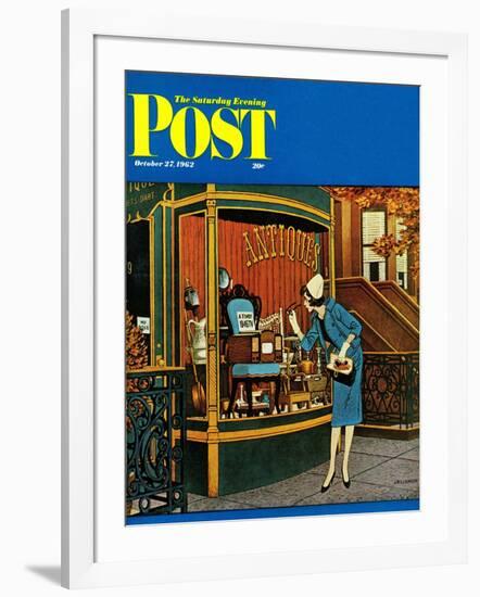 "Antique TV," Saturday Evening Post Cover, October 27, 1962-James Williamson-Framed Giclee Print