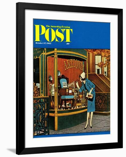 "Antique TV," Saturday Evening Post Cover, October 27, 1962-James Williamson-Framed Giclee Print